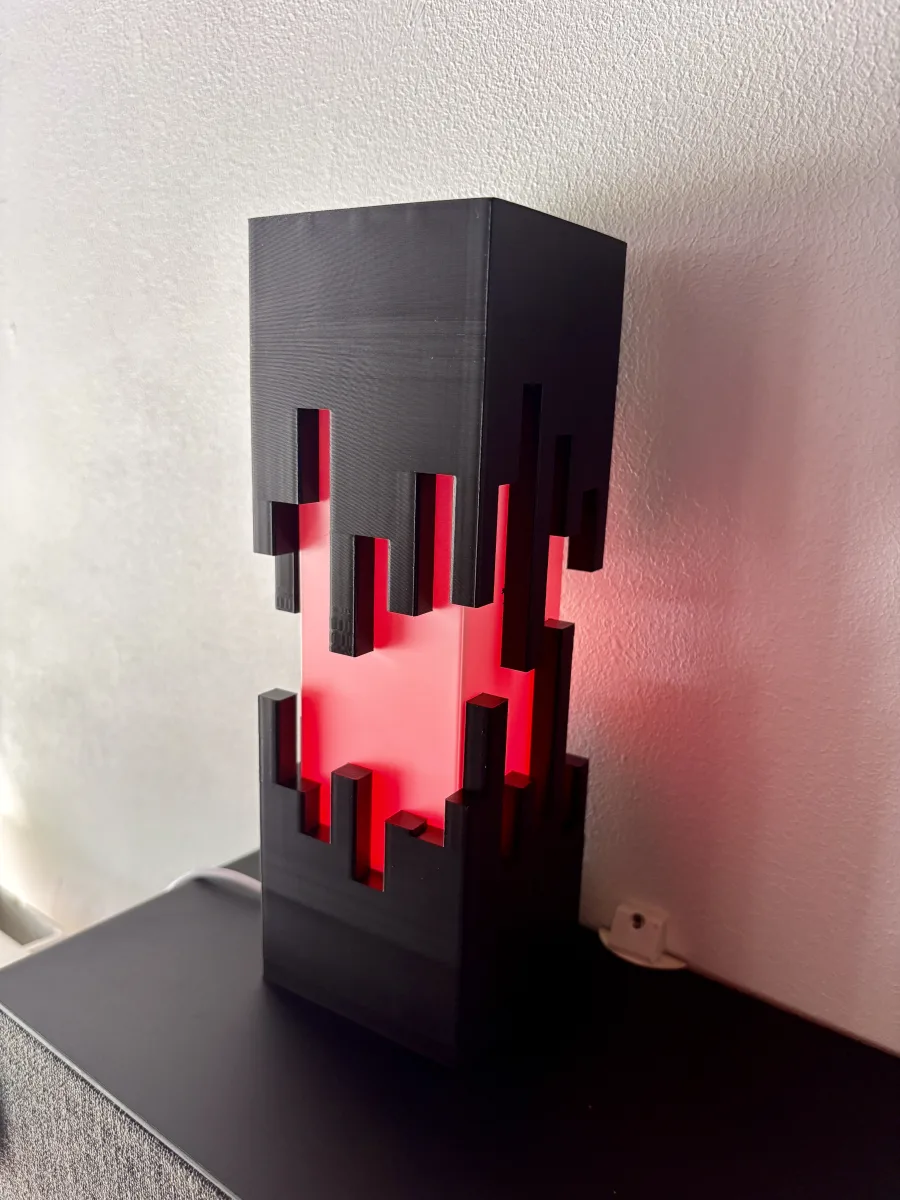 Lampe design style Minecraft Multicolor – Impression 3D PLA noir & blanc