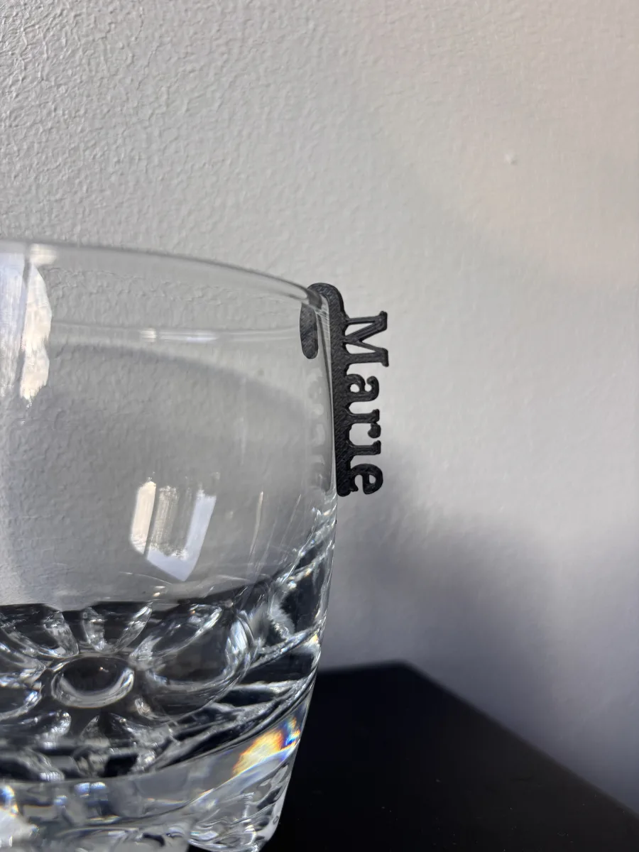 Marque-verre prénom personnalisé | Déco table anniversaire mariage | Impression 3D